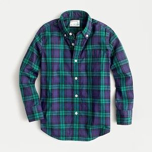 J. Crew Boys' stretch poplin button-down in Black Watch tartan